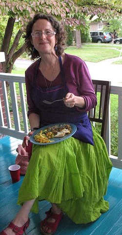 Robin Rainbow Gate enjoying Authentic Indian Cuisine at a class celebration meal